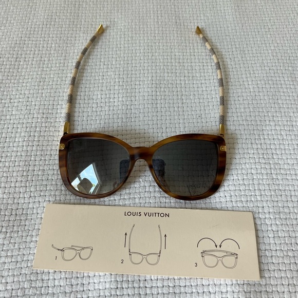 LOUIS VUITTON Damier Azur Charlotte Sunglasses Z0917W Tortoise Multi Pivot Flat - Picture 4 of 16